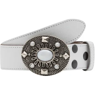 Rettungsring Gürtel Ledergürtel, mit austauschbarer Schließe »Welle Oval Mit Strass Weiß« ́ ́, weiß