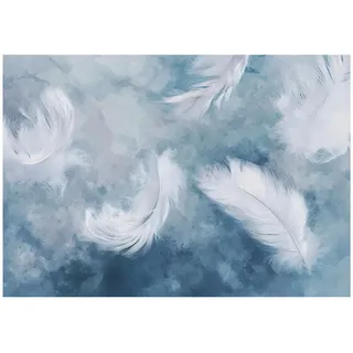 Wallarena Fototapete Federn Abstrakt Blau 350x250 cm , Multicolor , Papier , Uni , Rechteckig , 350x250 cm , FSC 100% ,