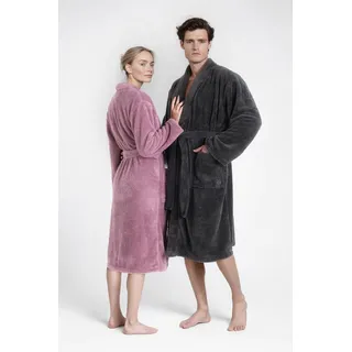 Unisex-Bademantel OTTO HOME "Lillou Kimono, ideal für Sauna & Spa, Hotelbademantel, Morgenmantel" Gr. M, grau (anthrazit), L:110cm, Microfaser, Hausmäntel, Unisex-Bademantel, kuschelig weicher Fleece, plüsch, für Damen und Herren, XS-3XL