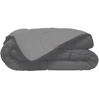 HUDSON Mikrofaser Steppdecke, 220 x 240 cm, 200gr/m2, Grau & Silber