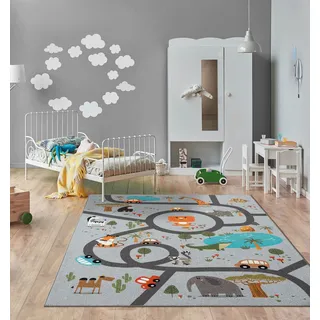 The CarPET Happy Life", grau, B:80cm H:4mm L:150cm, Polyester, Teppiche, Teppich, Life Kinderzimmer Teppich Spielteppich pflegeleicht