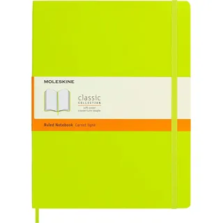 Moleskine - Klassisches Notizbuch, Linierte Seiten, Softcover und elastischer Verschluss, Größe 19 x 25 cm, Farbe Zitronengrün, 192 Seiten