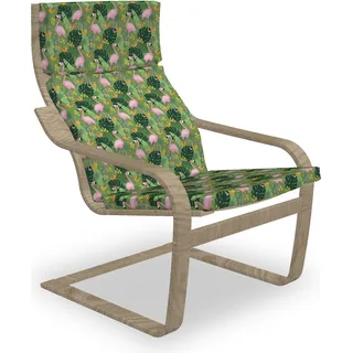 ABAKUHAUS Tropisch Poäng Sessel Polster, Flamingos Monstera Leaves, Sitzkissen mit Stuhlkissen mit Hakenschlaufe und Reißverschluss, Mehrfarbig