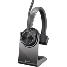 Plantronics Poly – schnurloses Voyager 4310 UC-Headset mit Ladestation (Plantronics) – Ein-Ohr-Headset – USB-C-Bluetooth-Adapter – kompatibel mit Teams, Zoom und mehr, Schwarz
