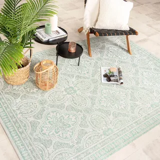 In- & Outdoor Teppich - Summer Oriental Mint - 140x200cm - Boho, Ländlich, Modern - Balkon, Garten / Terrasse - FRAAI | Home & Living - Türkis