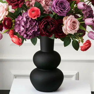 Tenforie Blumenvase aus Keramik für Dekoration, Blumenvase für Heimdekoration, Wohnzimmer, Zuhause, Büro, Tafelaufsatz, Tisch und Hochzeit, schwarz