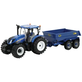 Britains New Holland T6 Traktor mit Anhänger-Spielset - Traktor 1:32 | Traktor mit Anhänger Spielzeug - Traktor Spielzeug ab 3 Jahre, Kinder Traktor, Sammlermodell, 1:32