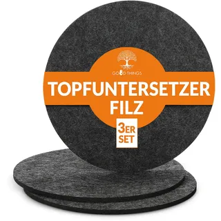 Good Things Premium Topfunterlage und Pfannenschoner Set aus Filz - Hitzebeständig und stapelbar - Möbelschutz – Küchenzubehör - Topf- und Pfannenuntersetzer (Topfuntersetzer 3er Set Rund)