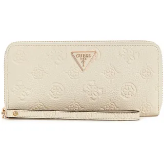 GUESS Damen Cresidia Large Zip Around Wallet Große Reißverschluss, Geldbörse, Clutch, Knochen