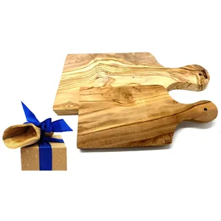 Olivenholz-erleben Frühstücksbrett »2er Set Schneidebrett mit Griff aus Olivenholz« praktische Griffe sorgen für eine einfache Handhabung, braun