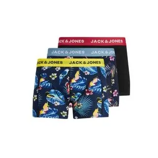 JACK & JONES JACFLOWER Bird Trunks unifarben blau XXL 3er Pack