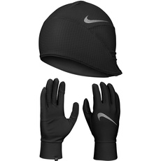 Bild von Essential Running Hat and Gloves Set Laufmütze + Handschuhe Herren 082 black/black/silver S/M