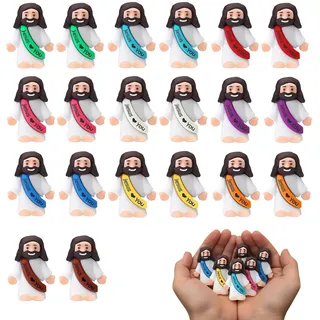 JOVYTH 20 St. Jesus Miniatur Figuren – PVC Statuen für Ostern, Religiöse Dekoration, Christliches Geschenk, Krippen Zubehör, Palmen für Garten