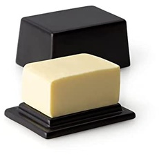 Butterdose für Butterplatte, 125 g, Keramik, schwarz, 9,5 x 7 x 6 cm