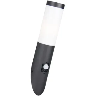 Trio Leuchten Außen Wandleuchte Trioto 209769132, Edelstahl Schwarz matt, Kunststoff weiß, exkl. 1x E27, Bewegungssensor