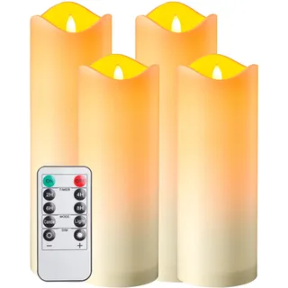 EXTSUD Wasserdichte LED Kerzen mit Timerfunktion 4er Flammenlose Flackernde LED Outdoor Kerzen mit Fernbedienung und Batterie Led Kerze für Garten Hochzeit Weihnachten Halloween Party Dekoration