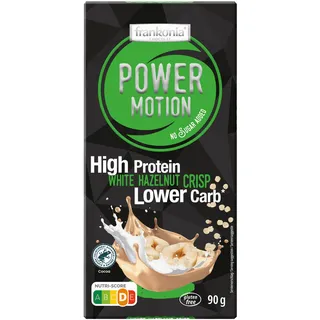 frankonia CHOCOLAT POWER MOTION no sugar added - High Protein Lower Carb White Hazelnut Crisp Chocolate, 90 g