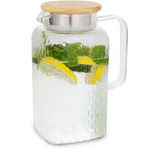 Klarstein Glaswerk Livenza Wasserkrug 1,5 Liter Borosilikatglas Edelstahlsieb Deckel