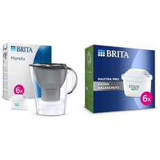 BRITA Wasserfilter-Kanne Marella graphit – Original BRITA Ersatzkartusche für Geräteschutz und Reduzierung von Kalk, Verunreinigungen, Chlor & Metallen