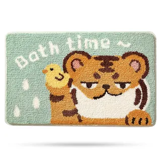 Niedlicher Badteppich Badematte für Badezimmer Rutschhemmender Weicher Badteppich für Duschen Niedlich Plüsch Mikrofaser Super-saugstark Plüschteppich für 50x80cm