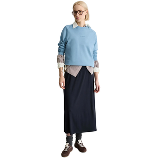 Sweatshirt MARC O'POLO DENIM, Damen, Gr. S, blau dawn, angeraute Sweatware, Obermaterial: 100% Baumwolle, relaxed fit normal, Rundhals, Rippbündchen, Sweatshirts Sweatshirt, relaxed fit, aus Organic Cotton, mit Schlitzen an der Seitennaht