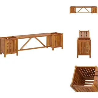 vidaXL Gartenbank mit 2 Pflanzkübeln 150×30×40 cm Massivholz Akazie - Gartenbänke - Braun