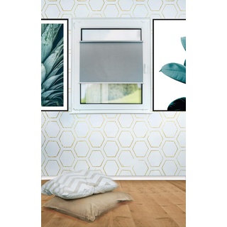 mydeco® 2in1 Kombination Rollo vs. Plissee ohne bohren mit Klemmträger 90x130 cm grau - Sonnenschutz Blickdicht Jalousie für Fenster & Tür