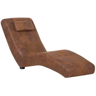 Relaxliege 180cm in Vintage Braun Wildleder Look Liegesessel Chaiselongue Farben - vintage braun - (B x H x T): 62 x 87 x 180 cm X 87 cm X (B x H x T): 62 x 87 x 180 cm