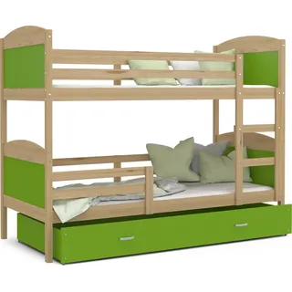 Etagenbett hochbett kinderzimmer kinderbetten jugendzimmer 200x90 kiefer grün