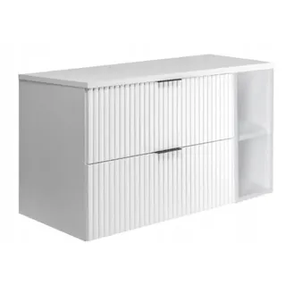 Rodan Waschbeckenunterschrank Holz Weiß – Waschbeckenunterschrank hängend – Waschtischunterschrank mit 2 schubladen Soft-Close – Badezimmer unterschrank modern – 46 x 100 x 57 cm