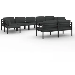 vidaXL 9-tlg. Garten-Lounge-Set mit Kissen Aluminium Anthrazit - Grau
