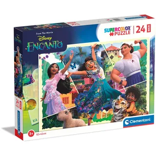 Clementoni - 24246 - Supercolor Puzzle - Disney Encanto - Puzzle 24 Maxi Teile Ab 3 Jahren, Buntes Kinderpuzzle Mit Besonderer Leuchtkraft & Farbintensität, Geschicklichkeitsspiel Für Kinder