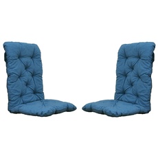 Ambientehome 2er Set Auflagen Sitzkissen Sitzpolster Hochlehner, 120x50x8 cm blau/grau