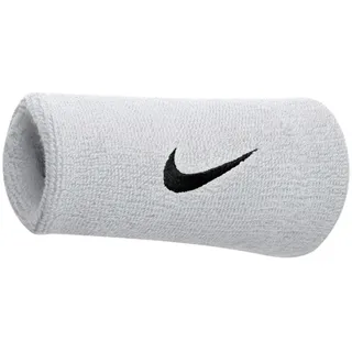 Nike Swoosh Doublewide Handgelenke, Weiß/Schwarz, Einheitsgröße