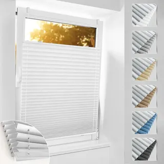 Plissee ohne Bohren Verdunkelung Klemmfix Weiß 110x130 cm Thermo lichtundurchlässig Sichtschutz Sonnenschutz - Weiß
