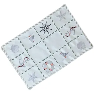 Raebel OHG Tischdecke Tischläufer Mitteldecke Maritime Stickerei, wollweiß mit bunter Stickerei 30 x 45 cm/Aufmachung 1 Stück