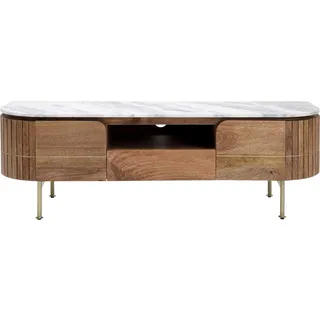 Kare Design Lowboard Grace, Braun, Sideboard, TV-Board, Mangoholz, Marmor Deckplatte, Stahl, Wohnzimmer, Schlafzimmer, 49x146x43 cm
