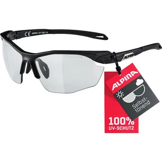 Alpina Twist Five HR V - Selbsttönende, Bruchfeste und Beschlagfreie Sport und Fahrradbrille mit 100 Prozent, UV-Schutz Für Erwachsene, black matt