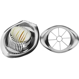WMF Gourmet Eierschneider, spülmaschinengeeignet & Gourmet Apfelschneider Edelstahl 9 cm, Birnenschneider, Apfelteiler, Obstteiler, Cromargan Edelstahl, Obstschneider ideal für Äpfel & Birnen, Silber
