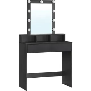 Boxxx Schminktisch , Schwarz , Glas, Holzwerkstoff , 2 Schubladen , rechteckig , Wange , 40x145x80 cm , Schlafzimmer, Schminktische