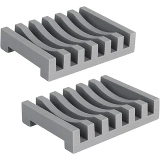 Topsky 2er-Pack Lange Haltbar Silikon Seifenschale mit Selbstentleerender Drainage, Trocknungsdesign, für Küche, Duschraum, Badezimmer (Grau) - Halten Sie Ihre Seife länger frisch und sauber!