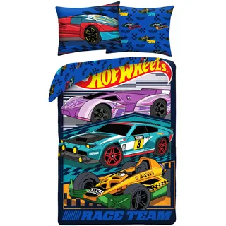 Hot Wheels Mehrfarbig Blau 140 x 200 cm + 70 x 90 cm