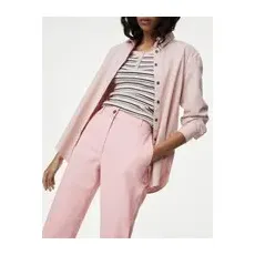 Womens M&S Collection Chino coupe slim en coton à motif teinté - Light Pink, Light Pink - 24-SHT