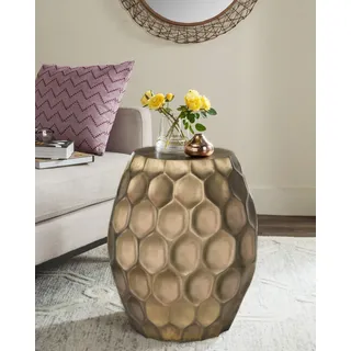 SAFAVIEH Glam Accent Table with Iron Legs, in Antique Brass, 43 X 43 X 55.37