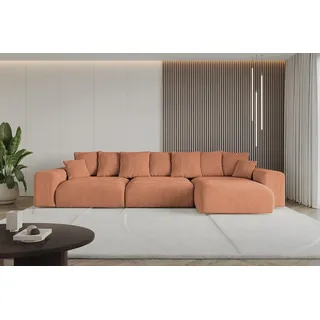 altdecor Ecksofa Velours mit Schlaffunktion 2-Sitzer Koralle