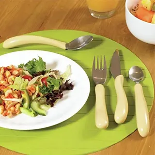 Homecraft Angled Caring Cutlery, Arthritis Aids, For Weak Grip, Easy Grip Eating Utensils for Elderly or Disabled, Spoon, Ivory, 1 count