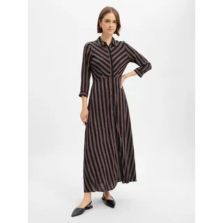 Yas Hemdblusenkleid Gestreift Braun/Schwarz XL