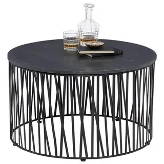 Novel Couchtisch , Schwarz , Metall, Stein , rund , 76x45x76 cm , Wohnzimmer, Wohnzimmertische, Couchtische, Couchtische rund