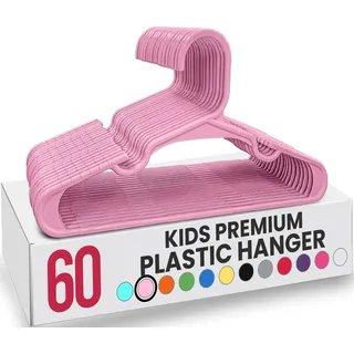 Utopia Home Packung mit 60 Kinderkleiderbügeln - 11,5“ Baby- und Kinderkleiderbügel aus Kunststoff für den Kleiderschrank, ideal für den täglichen Gebrauch, Babyrosa