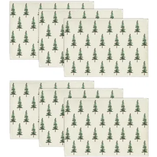 Artoid Mode Grün Bäume Weihnachten Platzsets 6er Set, 30x45cm Winter Tischset Waschbar Platzdeckchen Küche Party Deko